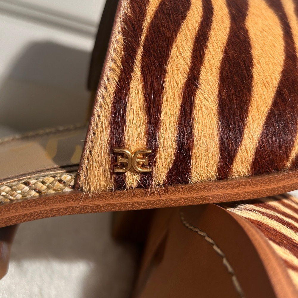 Sam Edelman Sabrina Tan Zebra Slide Sandals - Picture 11 of 16